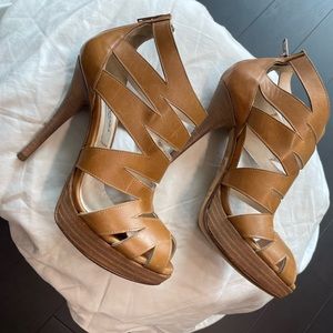 NWT Gianni Marra Tan Leather Platform Stiletto Heels Sz 36 (Italian) =5.5 / 6 US